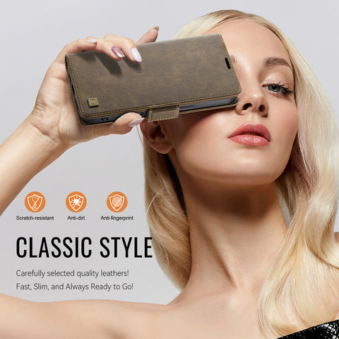 For Samsung Galaxy S22+ 5G Case AUTSPACE A11 RFID Blocking Retro Leather Cell Phone Wallet Cover