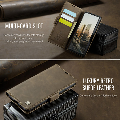 For Samsung Galaxy S22+ 5G Case AUTSPACE A11 RFID Blocking Retro Leather Cell Phone Wallet Cover