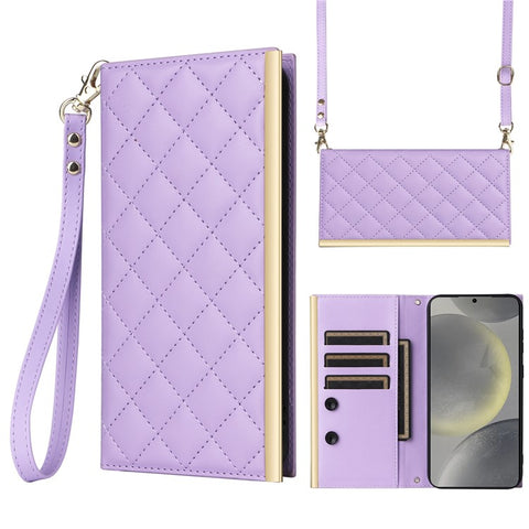 For Samsung Galaxy S25+ Case Suction Cup PU Leather Wallet Phone Cover with Straps