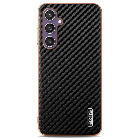 AZNS For Samsung Galaxy A05s 4G  /  M14 4G Case Electroplating Carbon Fiber Texture PU + TPU Phone Cover