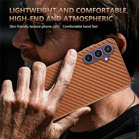 AZNS For Samsung Galaxy A05s 4G  /  M14 4G Case Electroplating Carbon Fiber Texture PU + TPU Phone Cover