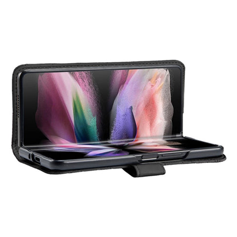 BINFEN COLOR for Samsung Galaxy Z Fold3 5G PU Leather Magnetic Wallet Flip Case Imprinted Rhombus Pattern Stand Protective Phone Cover
