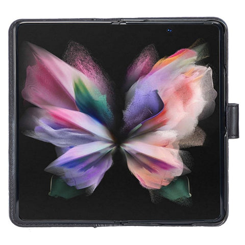 BINFEN COLOR for Samsung Galaxy Z Fold3 5G PU Leather Magnetic Wallet Flip Case Imprinted Rhombus Pattern Stand Protective Phone Cover