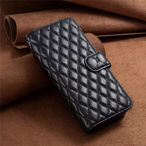BINFEN COLOR for Samsung Galaxy Z Fold3 5G PU Leather Magnetic Wallet Flip Case Imprinted Rhombus Pattern Stand Protective Phone Cover