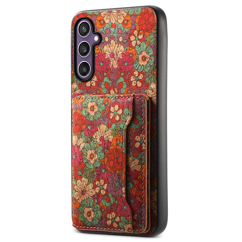 For Samsung Galaxy S25 Case Flower Print Leather + PC + TPU Cover with Card Holder Kickstand