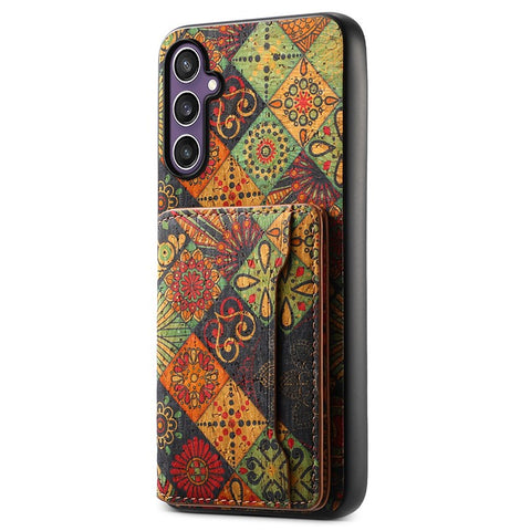 For Samsung Galaxy S25 Case Flower Print Leather + PC + TPU Cover with Card Holder Kickstand