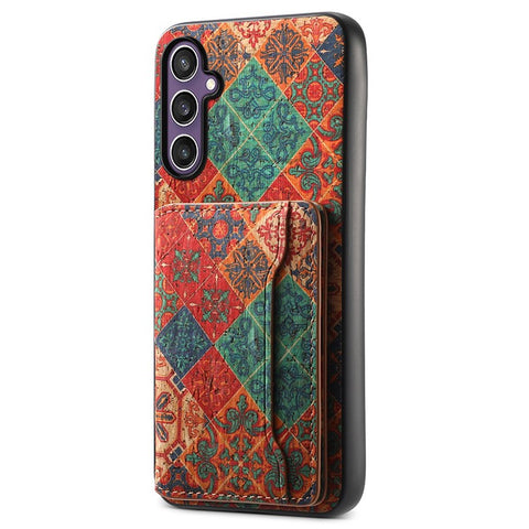 For Samsung Galaxy S25 Case Flower Print Leather + PC + TPU Cover with Card Holder Kickstand