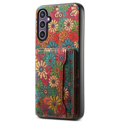 For Samsung Galaxy S25 Case Flower Print Leather + PC + TPU Cover with Card Holder Kickstand