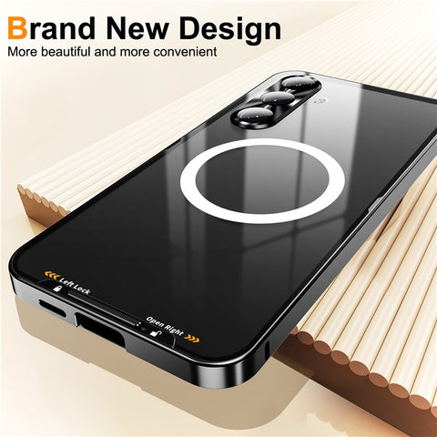 For Samsung Galaxy S25 Magnetic Case Metal Frame Matte Phone Cover