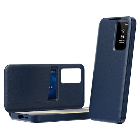 For Samsung Galaxy S22 Ultra 5G Smart View Flip Case Card Holder Wallet Cover
