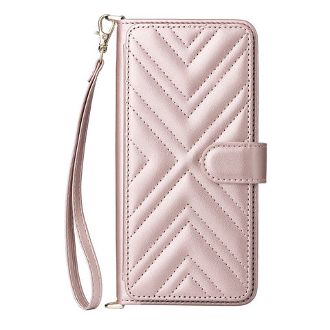 For Samsung Galaxy S25 Wallet Case with Shoulder / Wrist Strap Leather Phone Cover Stand