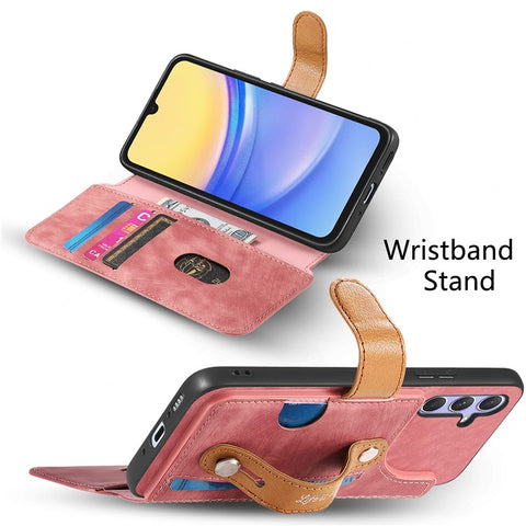 For Samsung Galaxy S25+ / S24+ Case Wallet Retro Leather Phone Cover with Wristband Kickstand