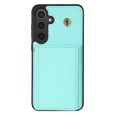 For Samsung Galaxy S25+ Case Tri-Fold Card Holder Kickstand TPU + Leather Back Cover with Shoulder Strap