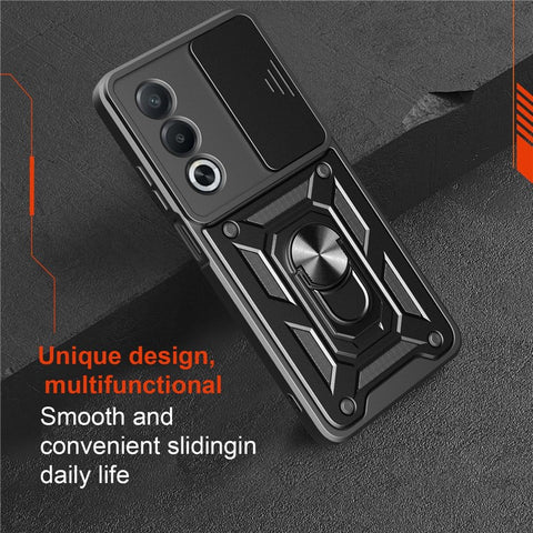 For Oppo A3 Pro (India) 5G  /  A80 5G Case with Slide Camera Lid PC + TPU Kickstand Phone Cover