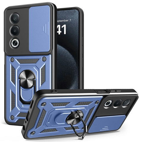 For Oppo A3 Pro (India) 5G  /  A80 5G Case with Slide Camera Lid PC + TPU Kickstand Phone Cover