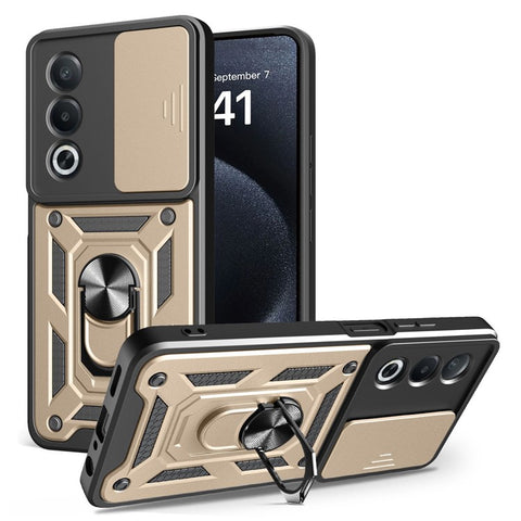 For Oppo A3 Pro (India) 5G  /  A80 5G Case with Slide Camera Lid PC + TPU Kickstand Phone Cover