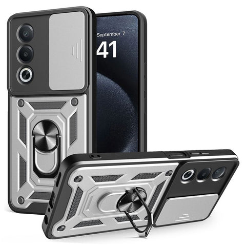 For Oppo A3 Pro (India) 5G  /  A80 5G Case with Slide Camera Lid PC + TPU Kickstand Phone Cover