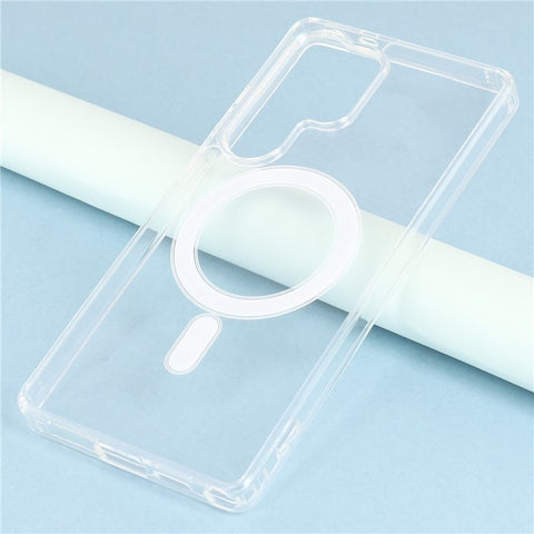 For Samsung Galaxy S24 Ultra Magnetic Case TPU + Acrylic Clear Phone Cover