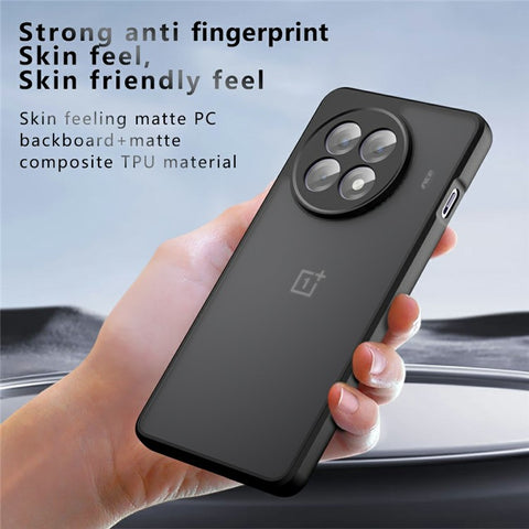 Phone Case For OnePlus 13R 5G  /  Ace 5 5G  /  Ace 5 Pro 5G Case Skin-Touch TPU + PC Matte Phone Back Cover, Transparent Black