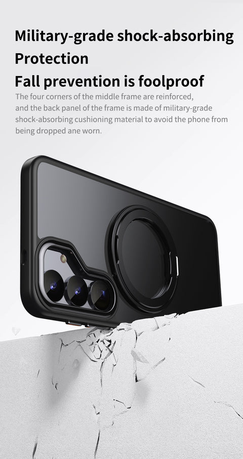 For Samsung Galaxy S25 Magnetic Case TPU + Acrylic + Metal Kickstand Matte Phone Cover