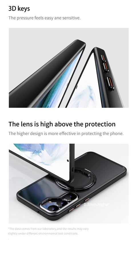For Samsung Galaxy S25 Magnetic Case TPU + Acrylic + Metal Kickstand Matte Phone Cover