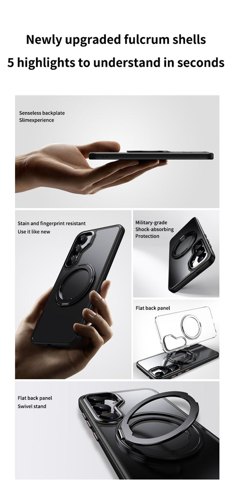 For Samsung Galaxy S25 Magnetic Case TPU + Acrylic + Metal Kickstand Matte Phone Cover