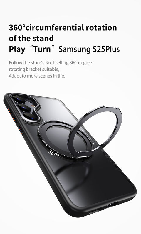 For Samsung Galaxy S25 Magnetic Case TPU + Acrylic + Metal Kickstand Matte Phone Cover