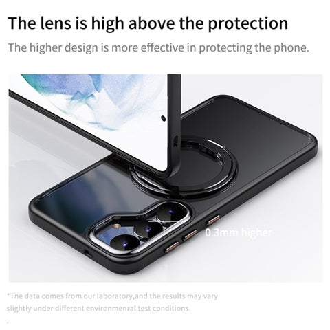 For Samsung Galaxy S25 Magnetic Case TPU + Acrylic + Metal Kickstand Matte Phone Cover
