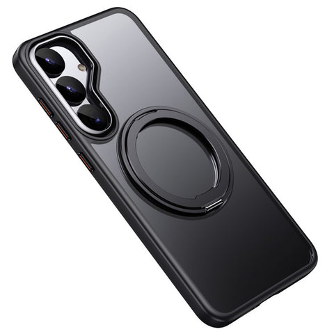 For Samsung Galaxy S25 Magnetic Case TPU + Acrylic + Metal Kickstand Matte Phone Cover