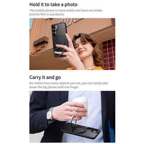 For Samsung Galaxy S25 Magnetic Case TPU + Acrylic + Metal Kickstand Matte Phone Cover
