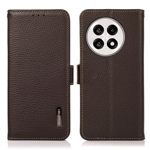 KHAZNEH Phone Case for OnePlus 13R 5G / Ace 5 5G / Ace 5 Pro 5G Genuine Cow Leather Cover RFID Blocking