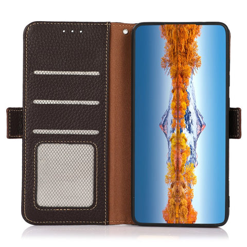 KHAZNEH Phone Case for OnePlus 13R 5G / Ace 5 5G / Ace 5 Pro 5G Genuine Cow Leather Cover RFID Blocking