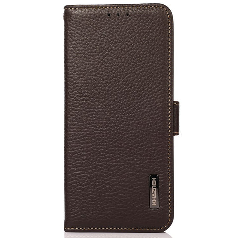 KHAZNEH Phone Case for OnePlus 13R 5G / Ace 5 5G / Ace 5 Pro 5G Genuine Cow Leather Cover RFID Blocking