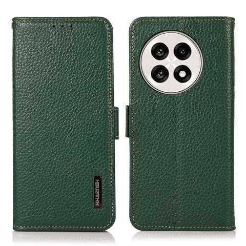 KHAZNEH Phone Case for OnePlus 13R 5G / Ace 5 5G / Ace 5 Pro 5G Genuine Cow Leather Cover RFID Blocking