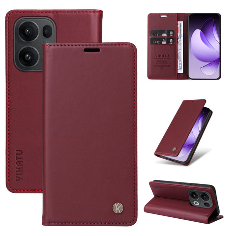 YIKATU For Oppo Reno13 Pro 5G Phone Cases  Magnetic Closure PU Leather Mobile Cover