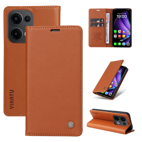 YIKATU For Oppo Reno13 5G (Global) Phone Cases  Magnetic Closure PU Leather Mobile Cover