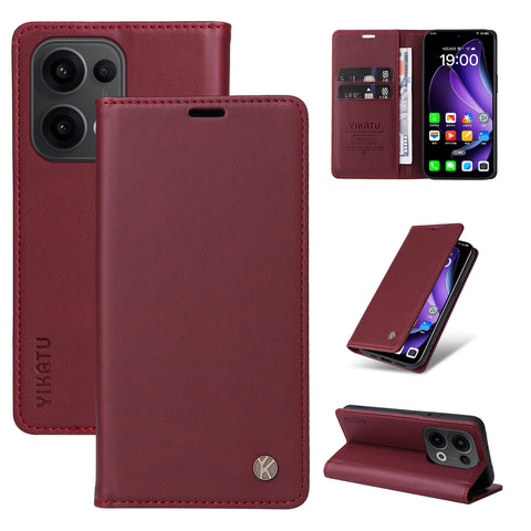 YIKATU For Oppo Reno13 5G (Global) Phone Cases  Magnetic Closure PU Leather Mobile Cover