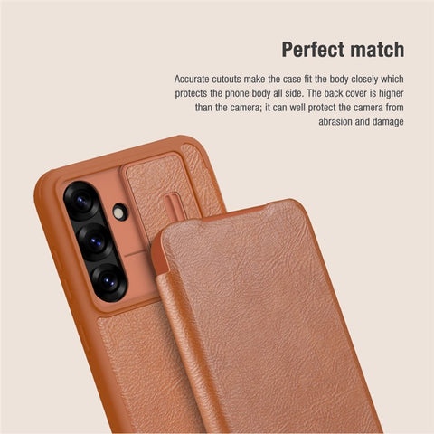 NILLKIN Qin Pro Series for Samsung Galaxy S25 Case with Card Slots Leather Phone Cover