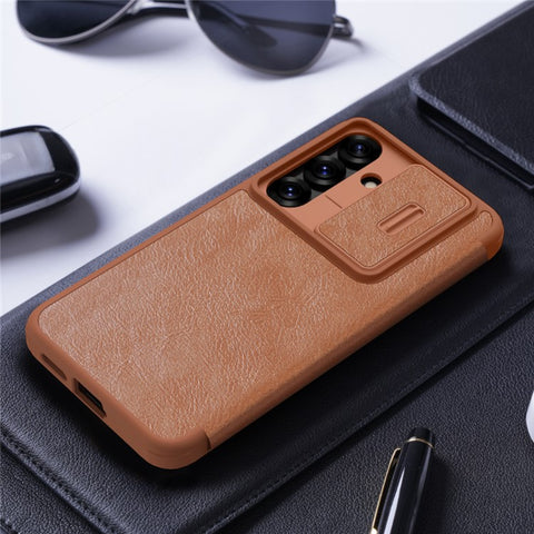 NILLKIN Qin Pro Series for Samsung Galaxy S25 Case with Card Slots Leather Phone Cover