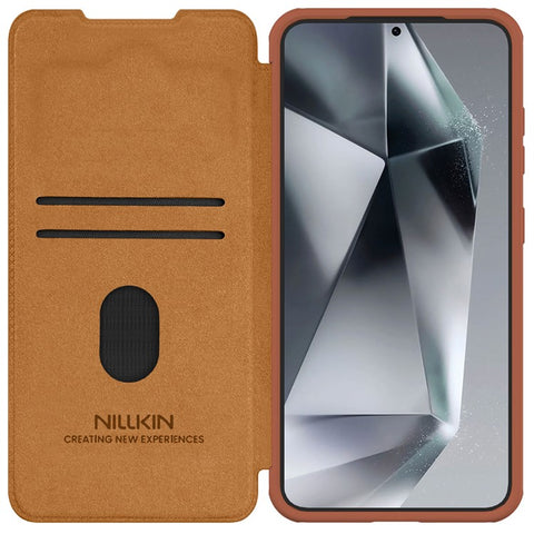 NILLKIN Qin Pro Series for Samsung Galaxy S25 Case with Card Slots Leather Phone Cover