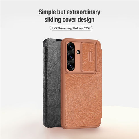 NILLKIN Qin Pro Series for Samsung Galaxy S25 Case with Card Slots Leather Phone Cover