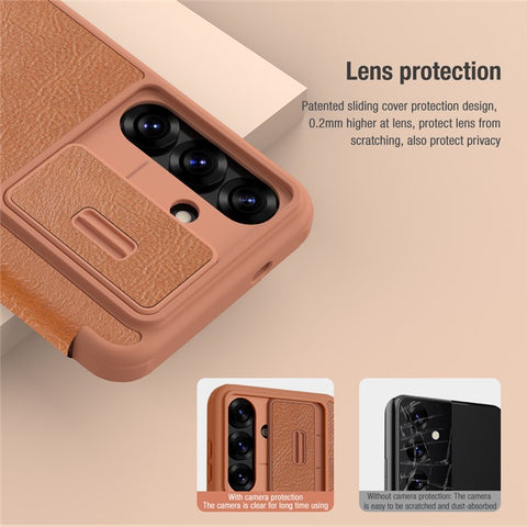 NILLKIN Qin Pro Series for Samsung Galaxy S25 Case with Card Slots Leather Phone Cover