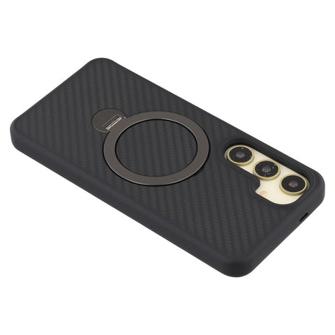For Samsung Galaxy S24 Magnetic Case Kickstand TPU + PC Phone Cover Carbon Fiber Texture