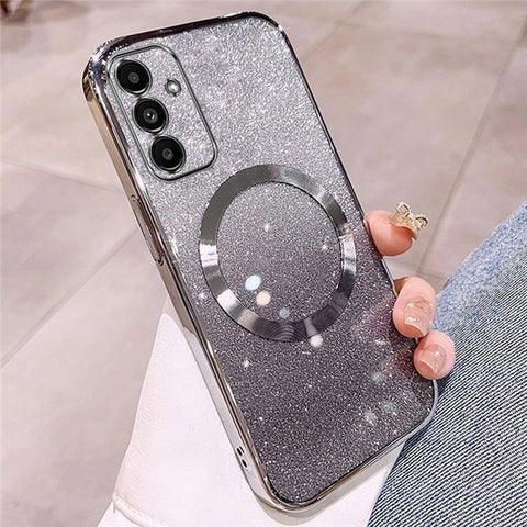 For Samsung Galaxy S24 Magnetic Case Electroplated Gradient Glitter TPU Phone Cover