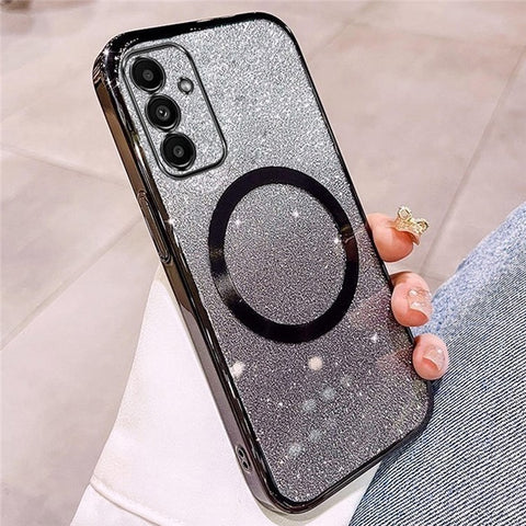 For Samsung Galaxy S24+ Magnetic Case Electroplated Gradient Glitter TPU Phone Cover