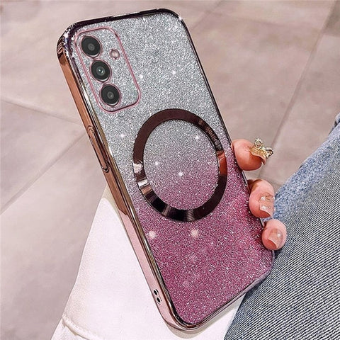 For Samsung Galaxy S23 FE Magnetic Case Electroplated Gradient Glitter TPU Phone Cover