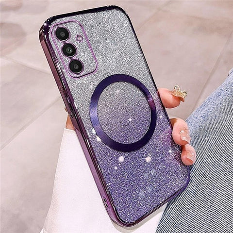 For Samsung Galaxy S23 FE Magnetic Case Electroplated Gradient Glitter TPU Phone Cover