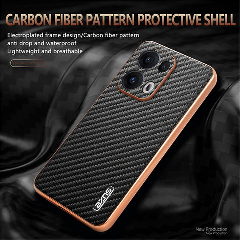 AZNS For Oppo Reno13 Pro 5G Case Electroplating Carbon Fiber Texture PU + TPU Phone Cover