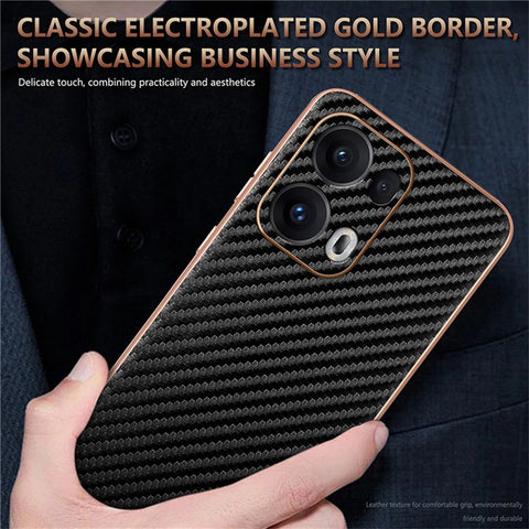 AZNS For Oppo Reno13 Pro 5G Case Electroplating Carbon Fiber Texture PU + TPU Phone Cover