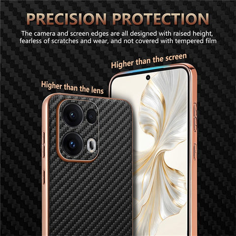 AZNS For Oppo Reno13 Pro 5G Case Electroplating Carbon Fiber Texture PU + TPU Phone Cover